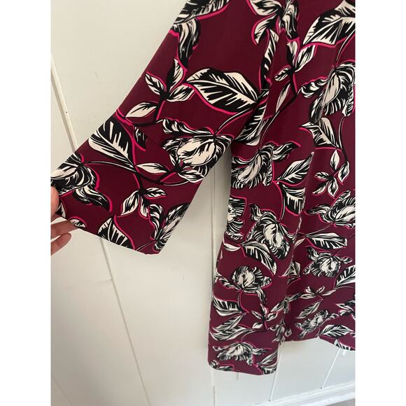 Hobbs London Layla Floral Shift Mini Dress Size 8 Burgundy Red - Picture 6 of 11